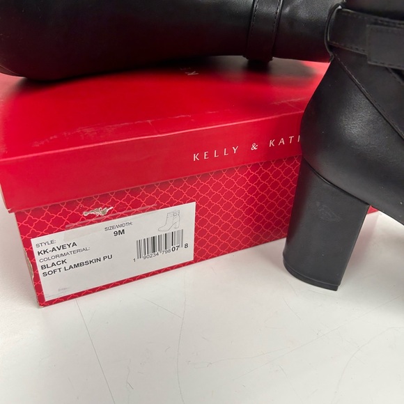 Kelly & Katie Black Ankle Boots with Buckle Detail - Picture 8 of 8